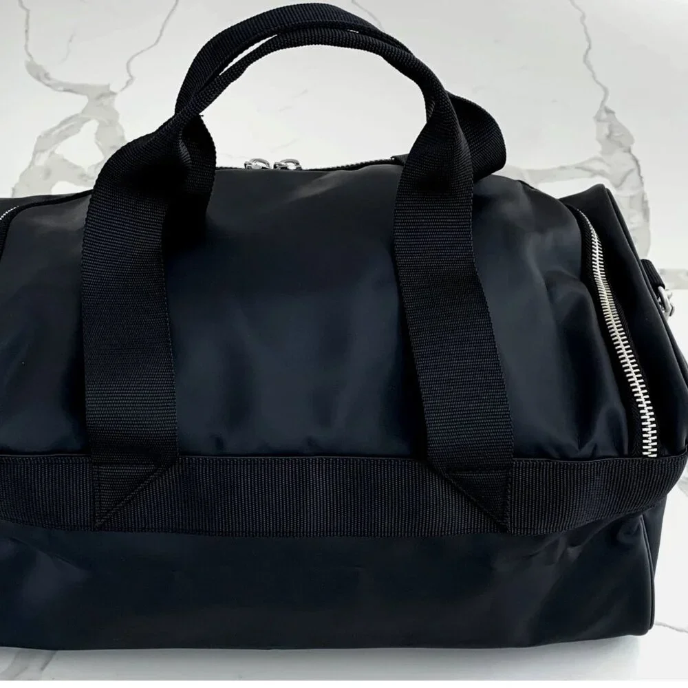 Versace Fragrances Black Duffle with Silver Tone Zipper Travel Overnight Bag New